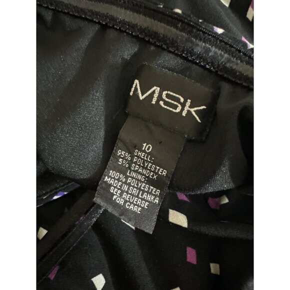 MSK Black & Purple Maxi Dress Confetti Print Size 10 - Picture 4 of 4